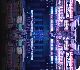Tokyo lighted by advert neons