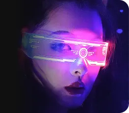 A woman wearing futuristic glasses
