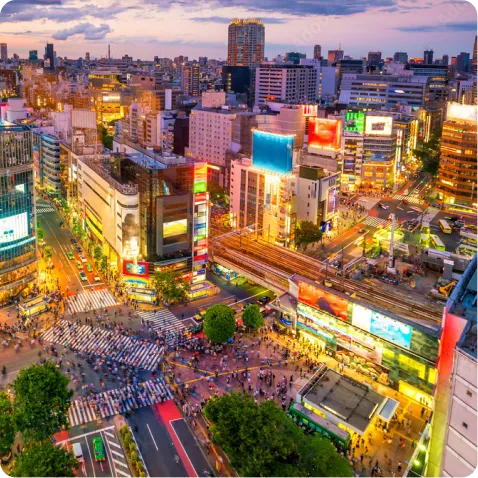 Une photo de Shibuya en vue aérienne